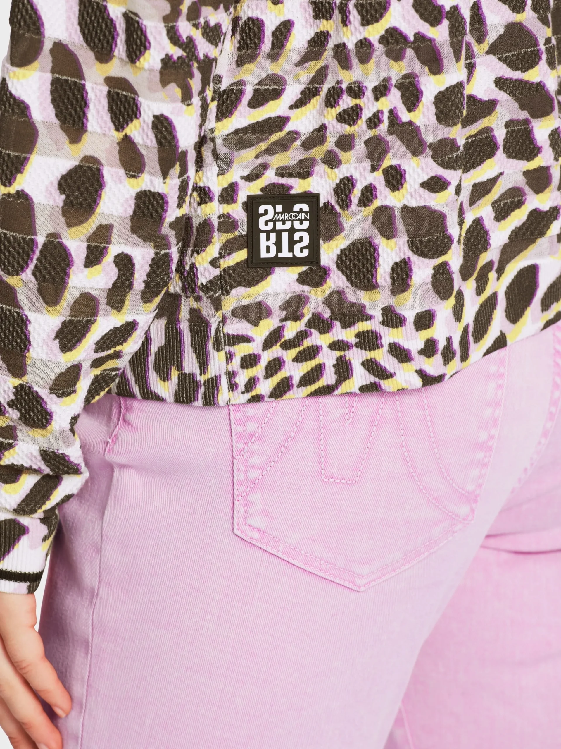 Marc Cain Jacken|Strick-CARDIGAN MIT PRINT KNITTED IN GERMANY bright pink lavender