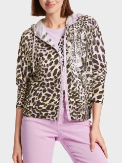 Marc Cain Jacken|Strick-CARDIGAN MIT PRINT KNITTED IN GERMANY bright pink lavender