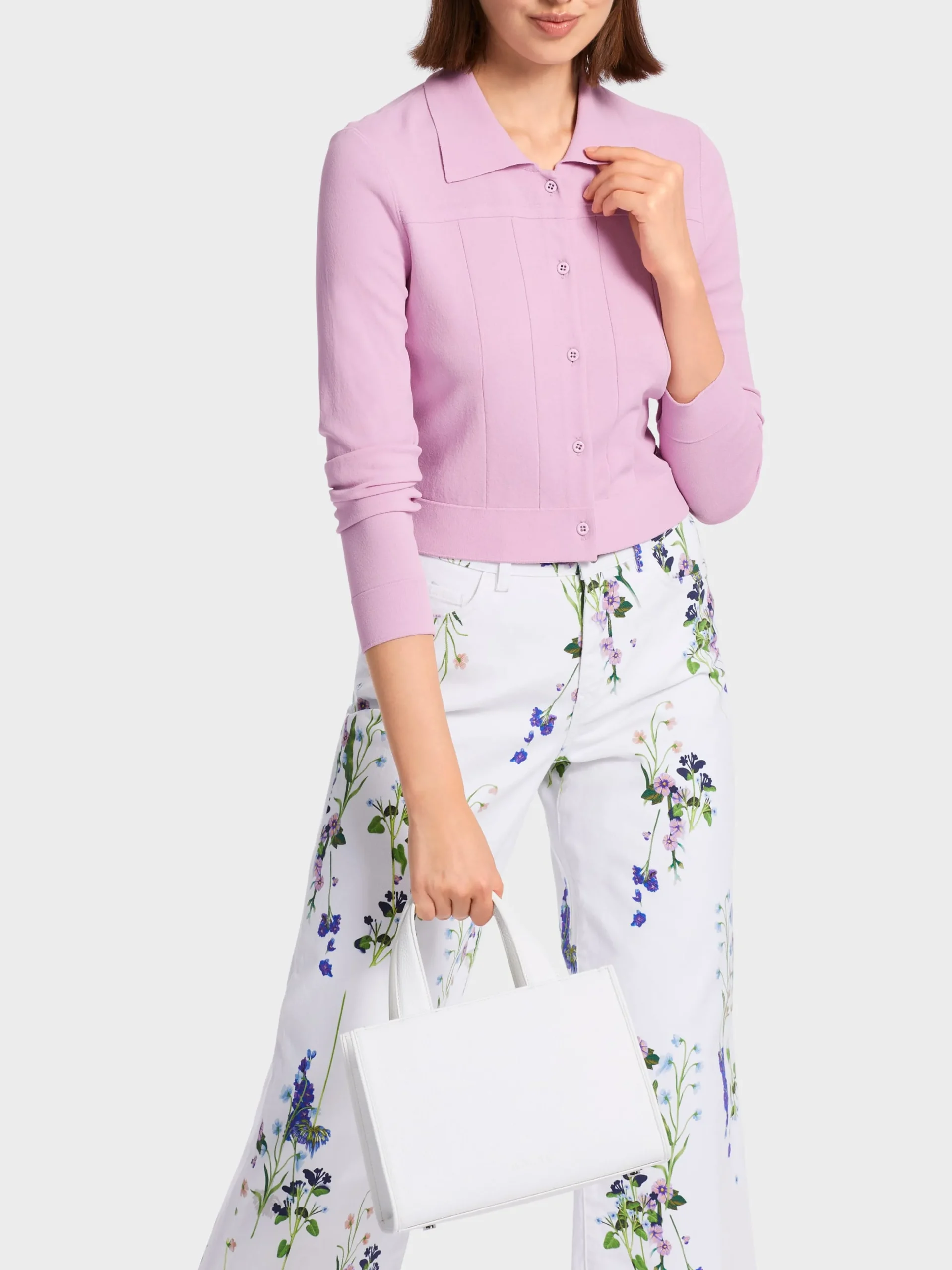 Marc Cain Jacken|Strick-CARDIGAN "RETHINK TOGETHER" pink lavender