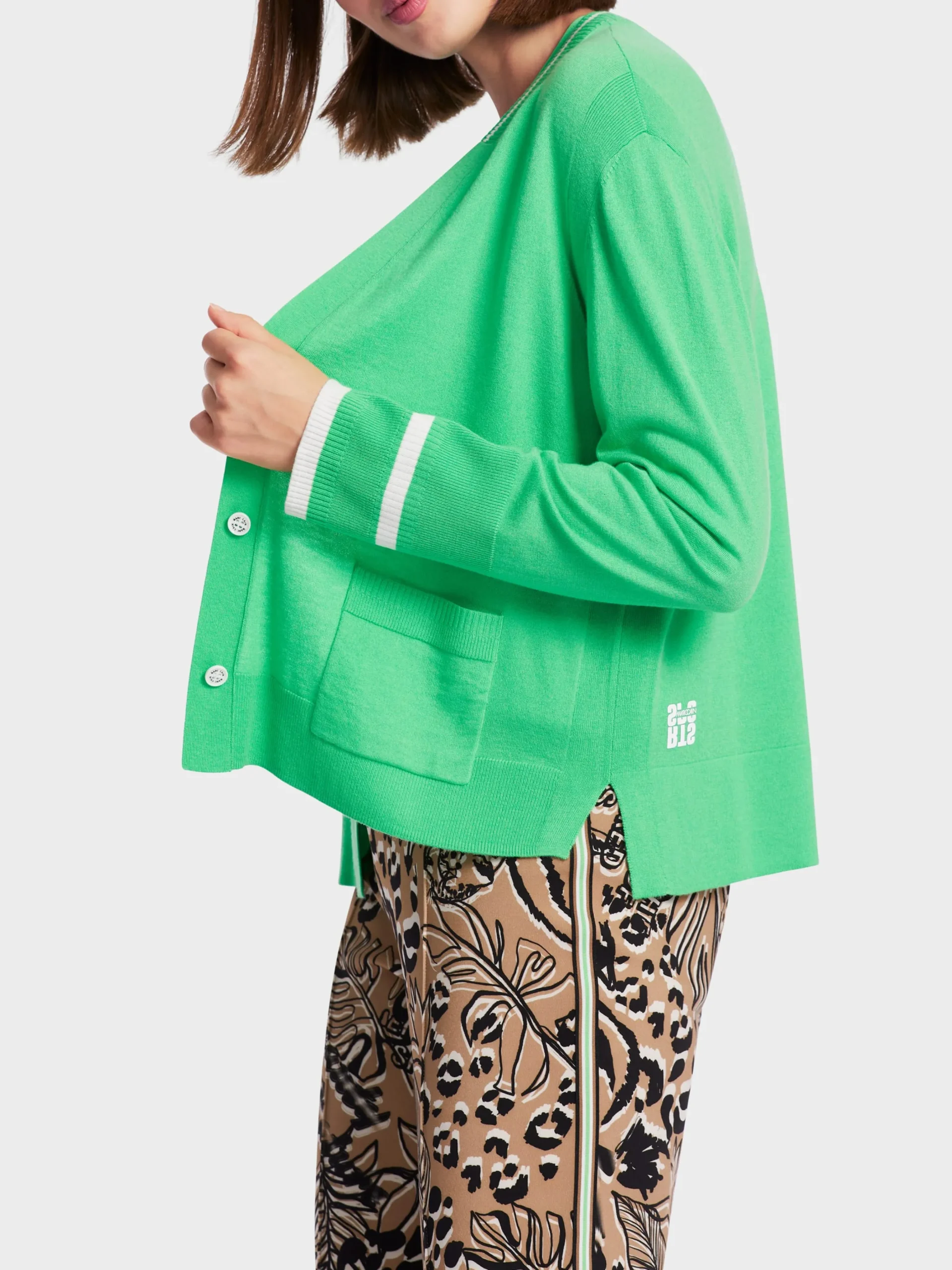 Marc Cain Jacken|Strick-CARDIGAN "RETHINK TOGETHER" new neon green