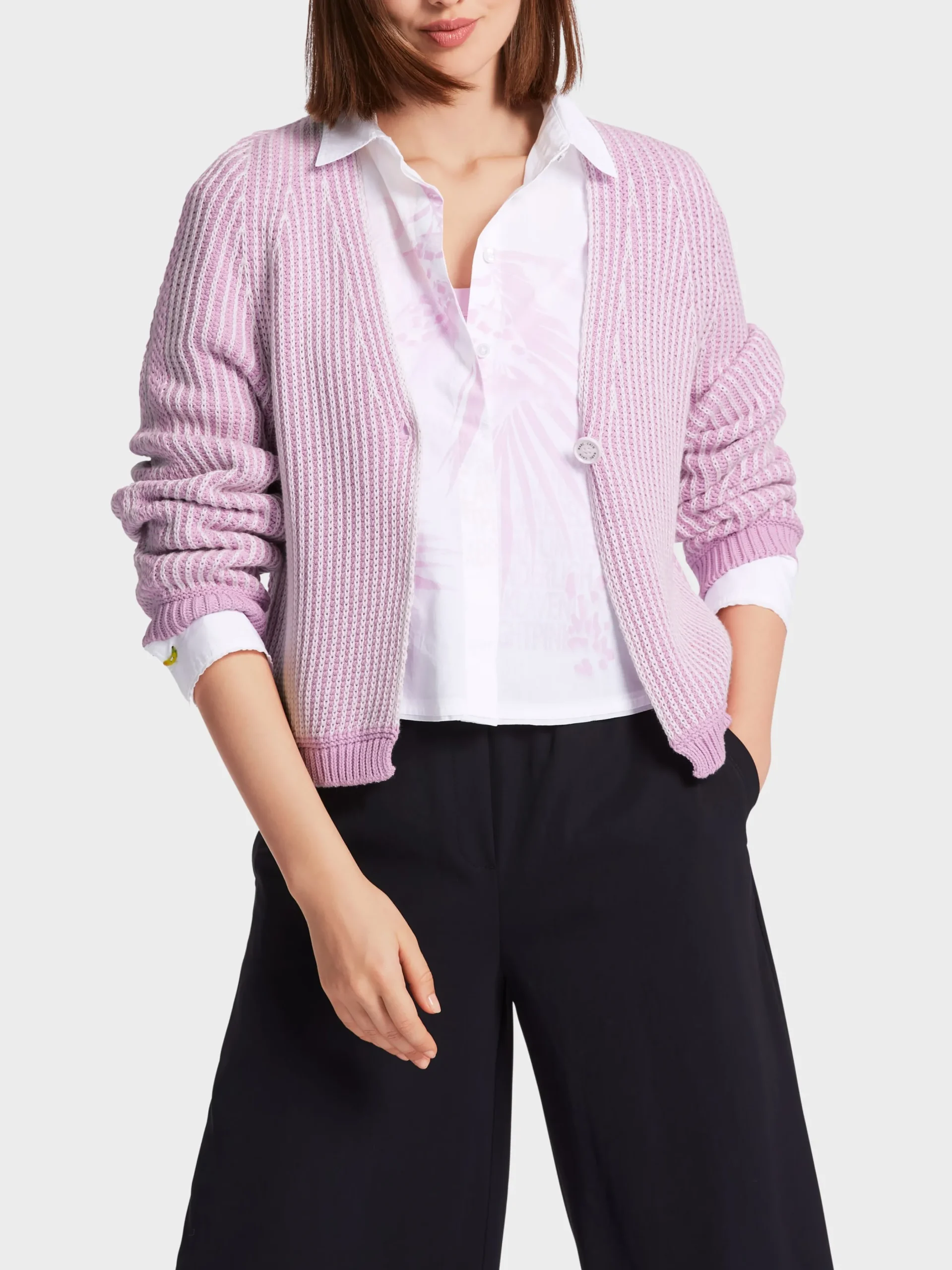 Marc Cain Jacken|Strick-CARDIGAN "RETHINK TOGETHER" bright pink lavender