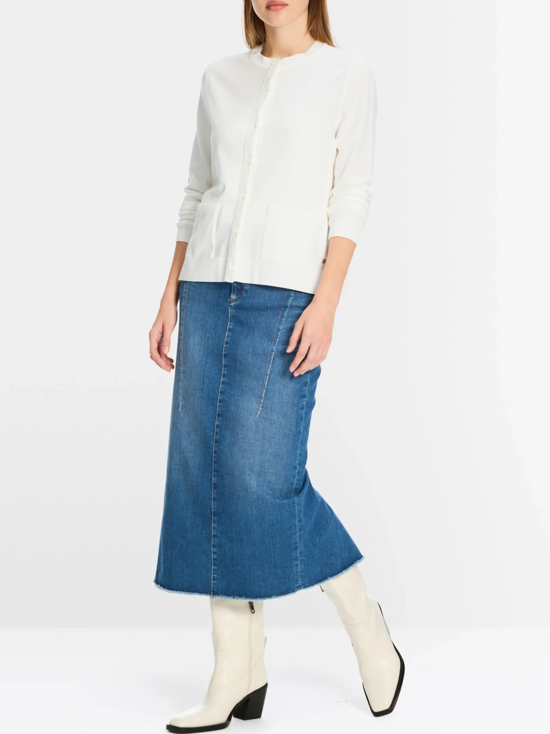 Marc Cain Jacken|Strick-CARDIGAN "RETHINK TOGETHER" off-white