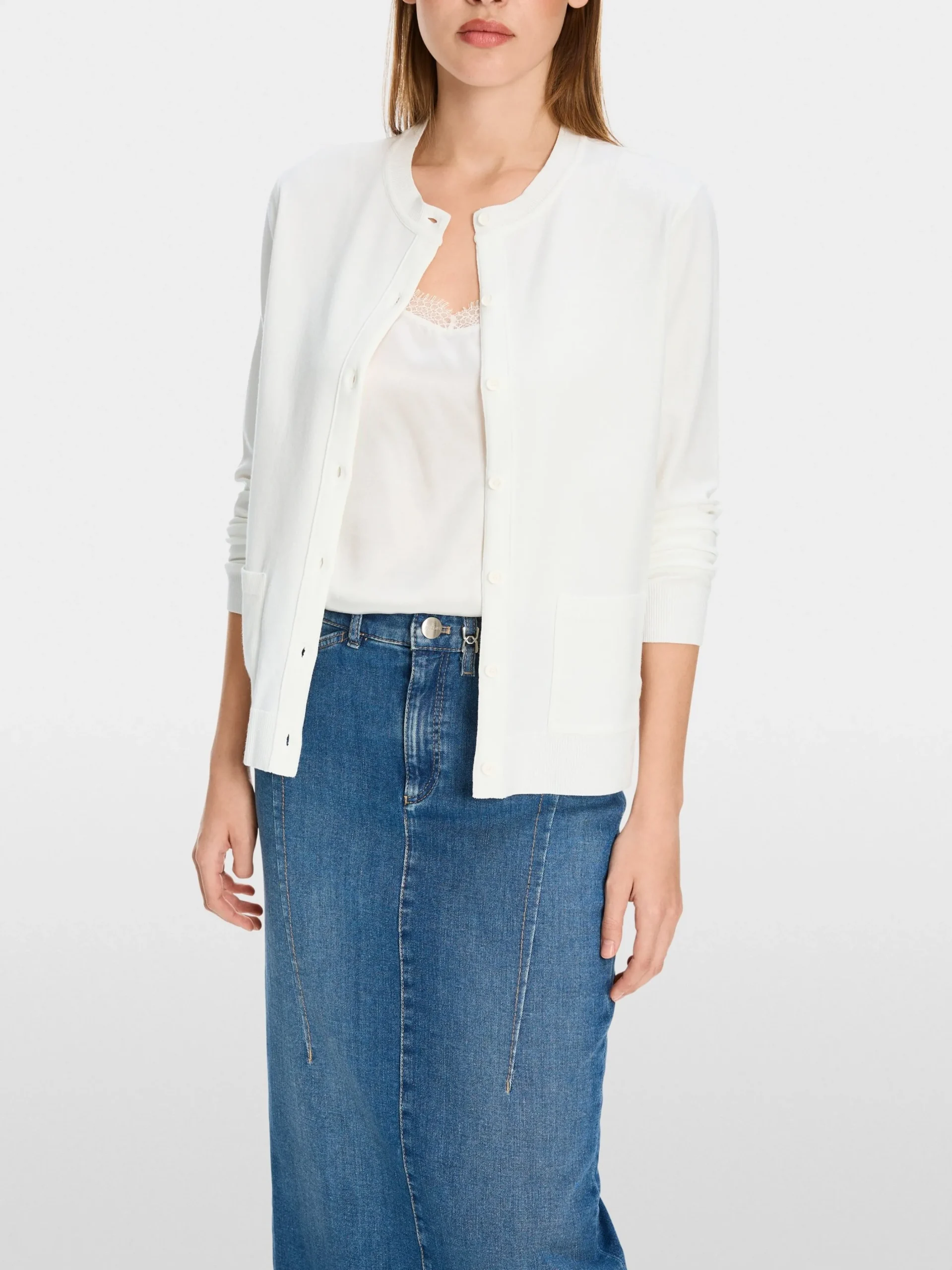 Marc Cain Jacken|Strick-CARDIGAN "RETHINK TOGETHER" off-white