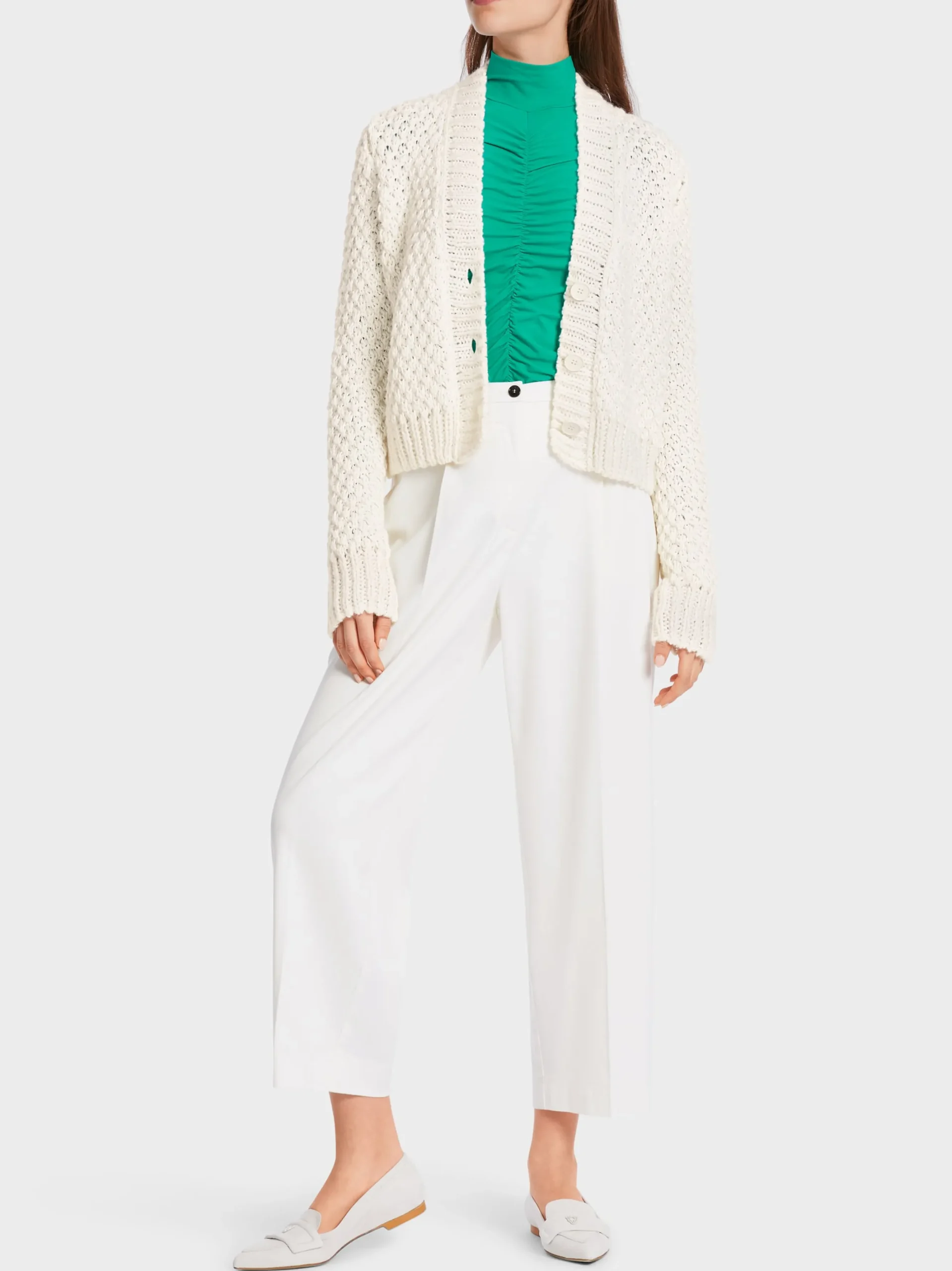 Marc Cain Jacken|Strick-CARDIGAN "RETHINK TOGETHER" off-white