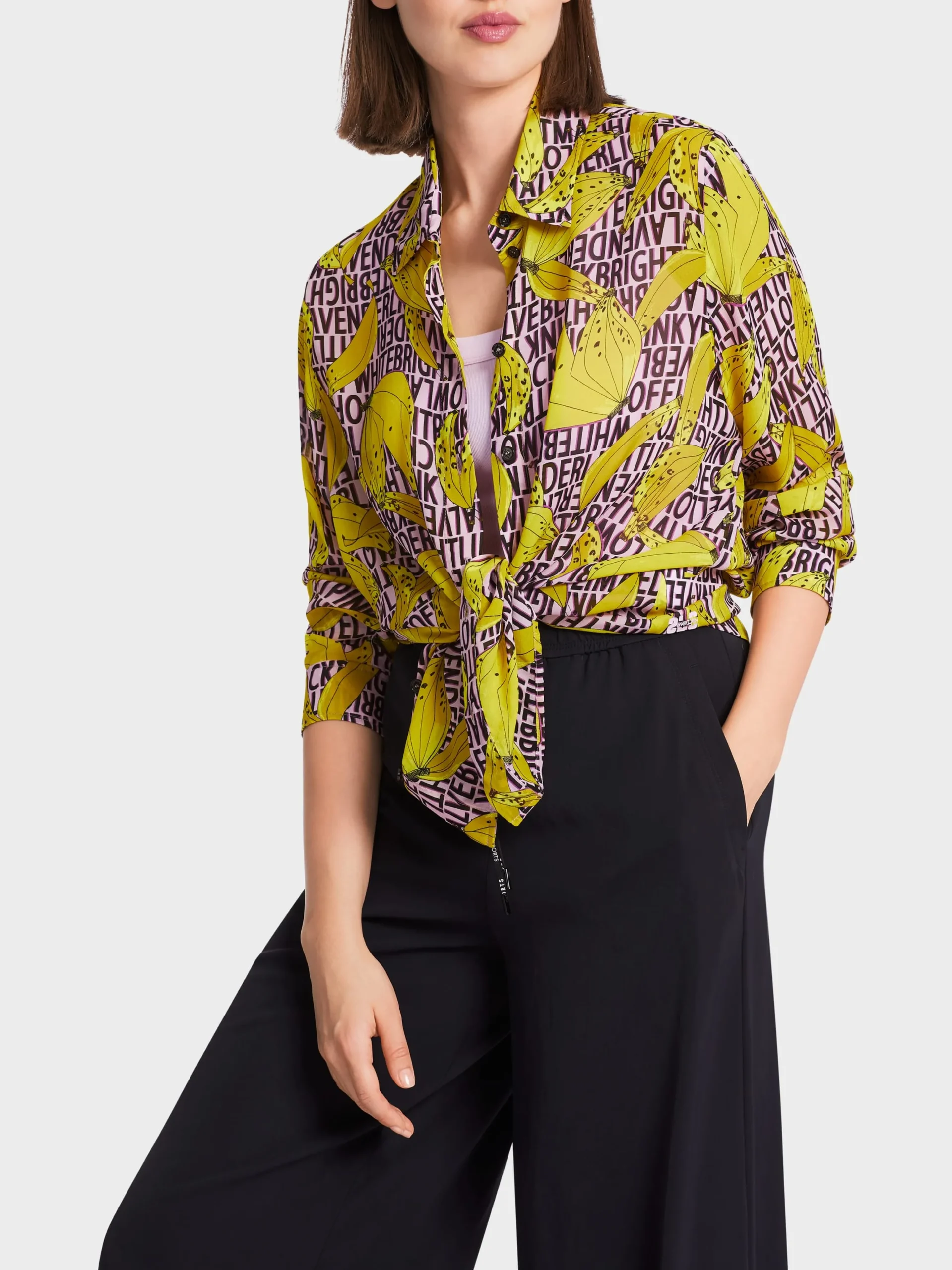 Marc Cain Blusen & Tuniken-DESSINIERTE HEMDBLUSE AUS VISKOSECRÊPE bright pink lavender