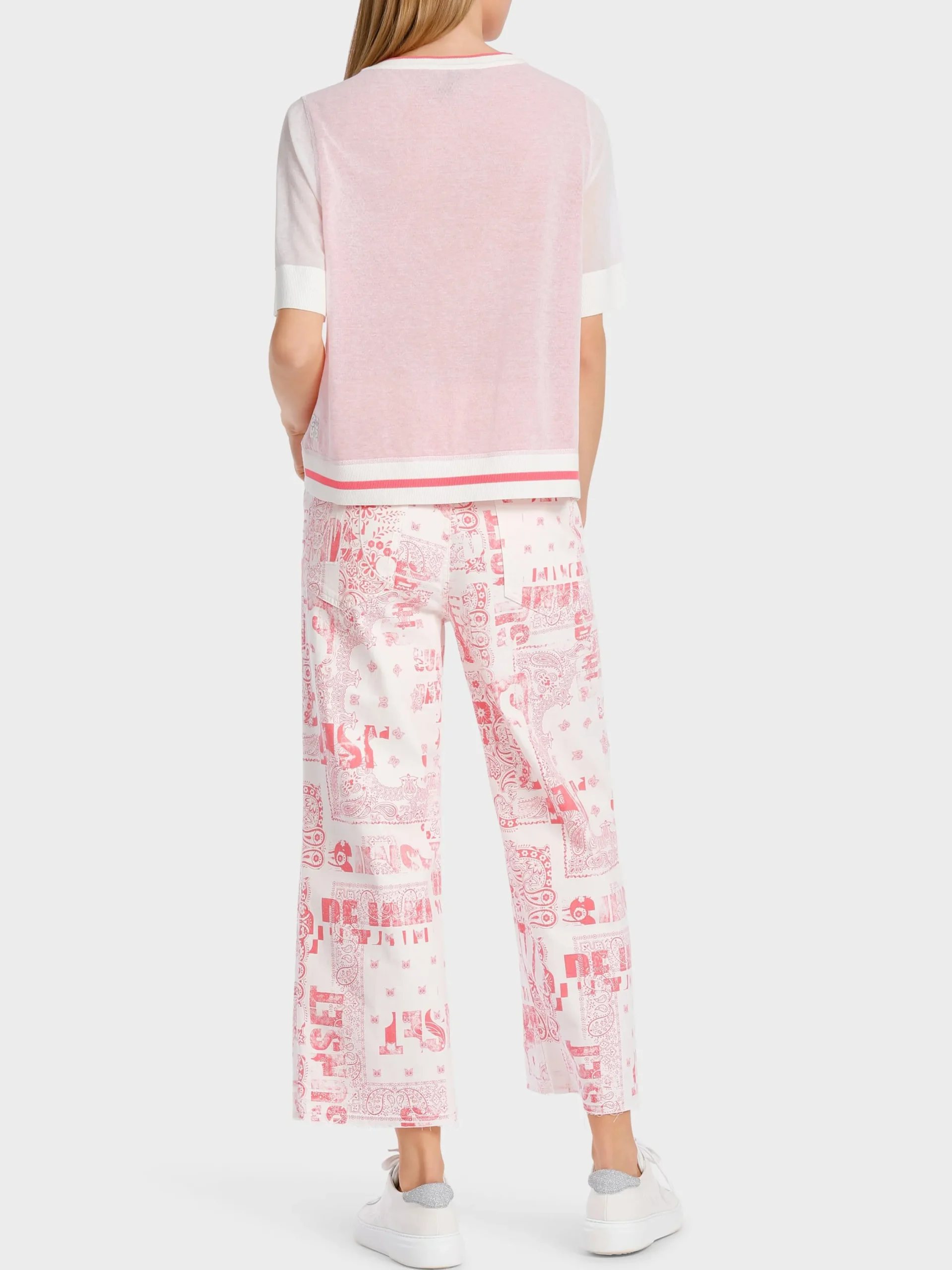 Marc Cain Pullover & Sweatshirts|Strick-DOPPELLAGIGER SWEATER MIT PRINT light neon red