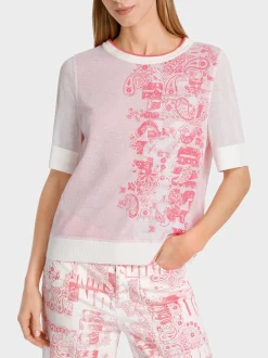 Marc Cain Pullover & Sweatshirts|Strick-DOPPELLAGIGER SWEATER MIT PRINT light neon red