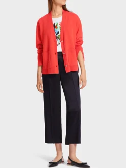 Marc Cain Jacken|Strick-EDLER CARDIGAN "RETHINK TOGETHER" bright tomato