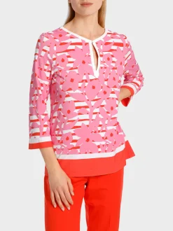 Marc Cain Blusen & Tuniken|Shirts & Tops-ELEGANTE BLUSE MIT OVERPRINT lip gloss