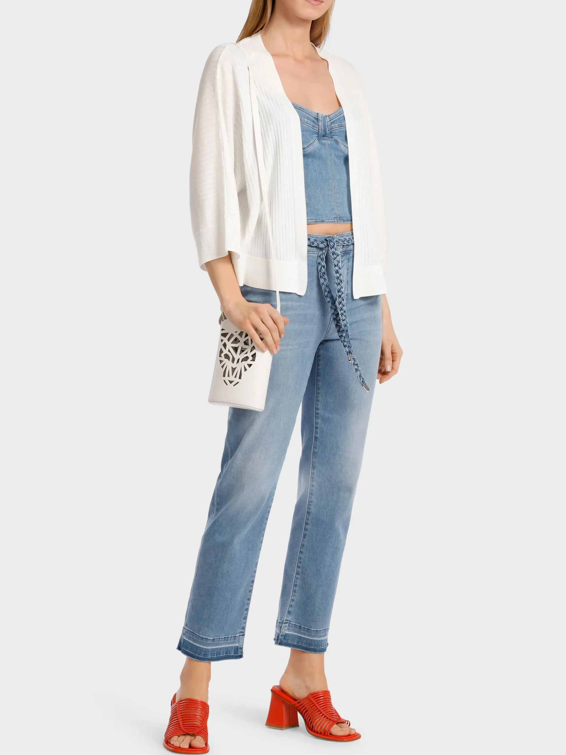 Marc Cain Strick|Jacken-ELEGANTER CARDIGAN IN KIMONOFORM off-white