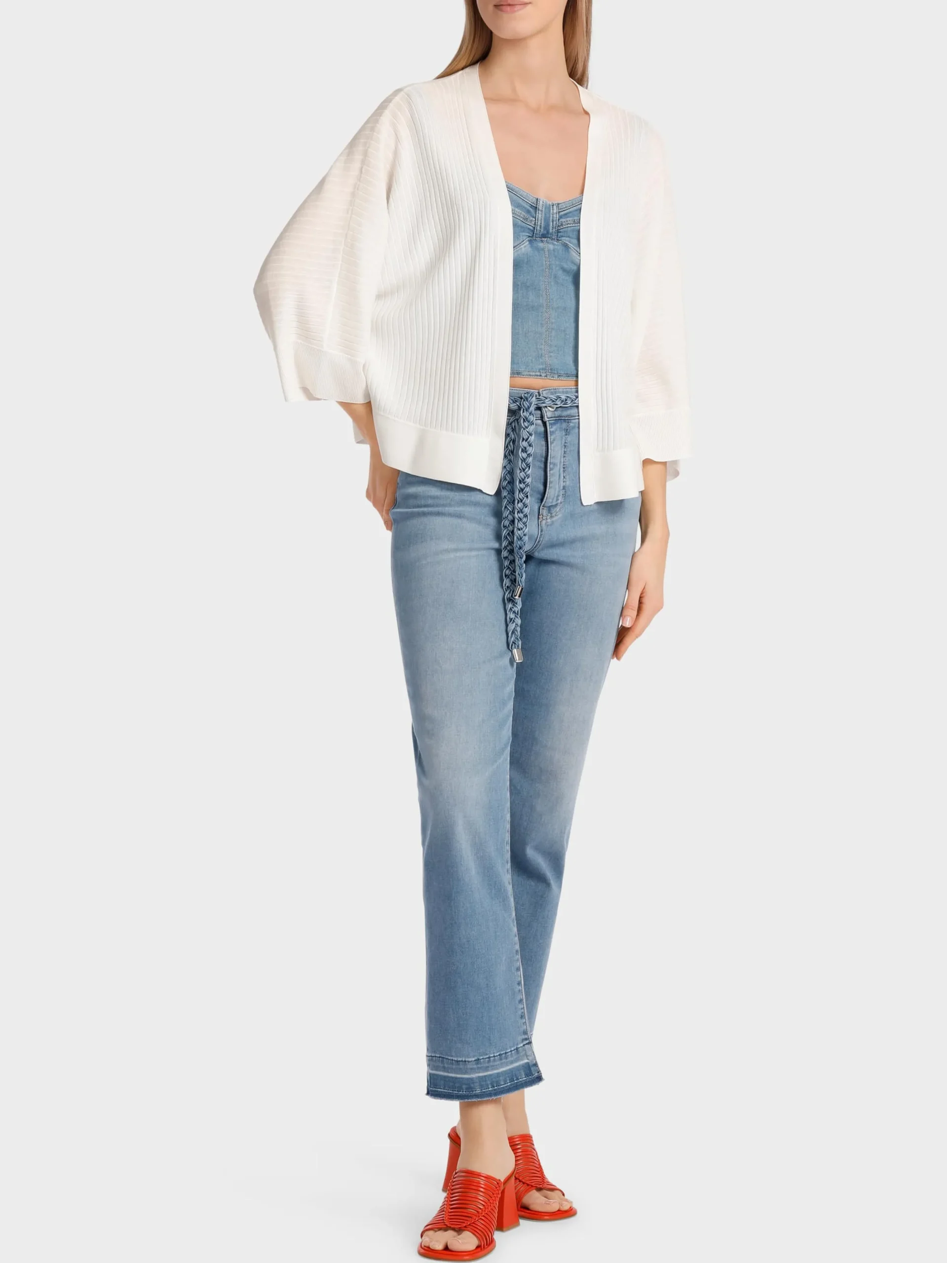 Marc Cain Strick|Jacken-ELEGANTER CARDIGAN IN KIMONOFORM off-white