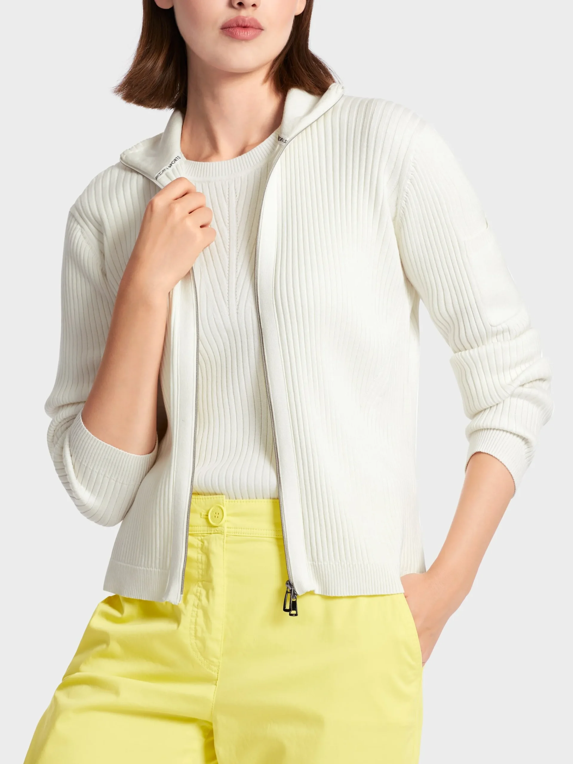 Marc Cain Strick|Jacken-FEINSTRICK CARDIGAN MIT ZIPP off-white