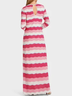 Marc Cain Kleider|Strick-FEINSTRICKKLEID IM WELLENMUSTER deep fuchsia