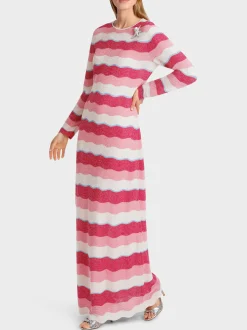 Marc Cain Kleider|Strick-FEINSTRICKKLEID IM WELLENMUSTER deep fuchsia