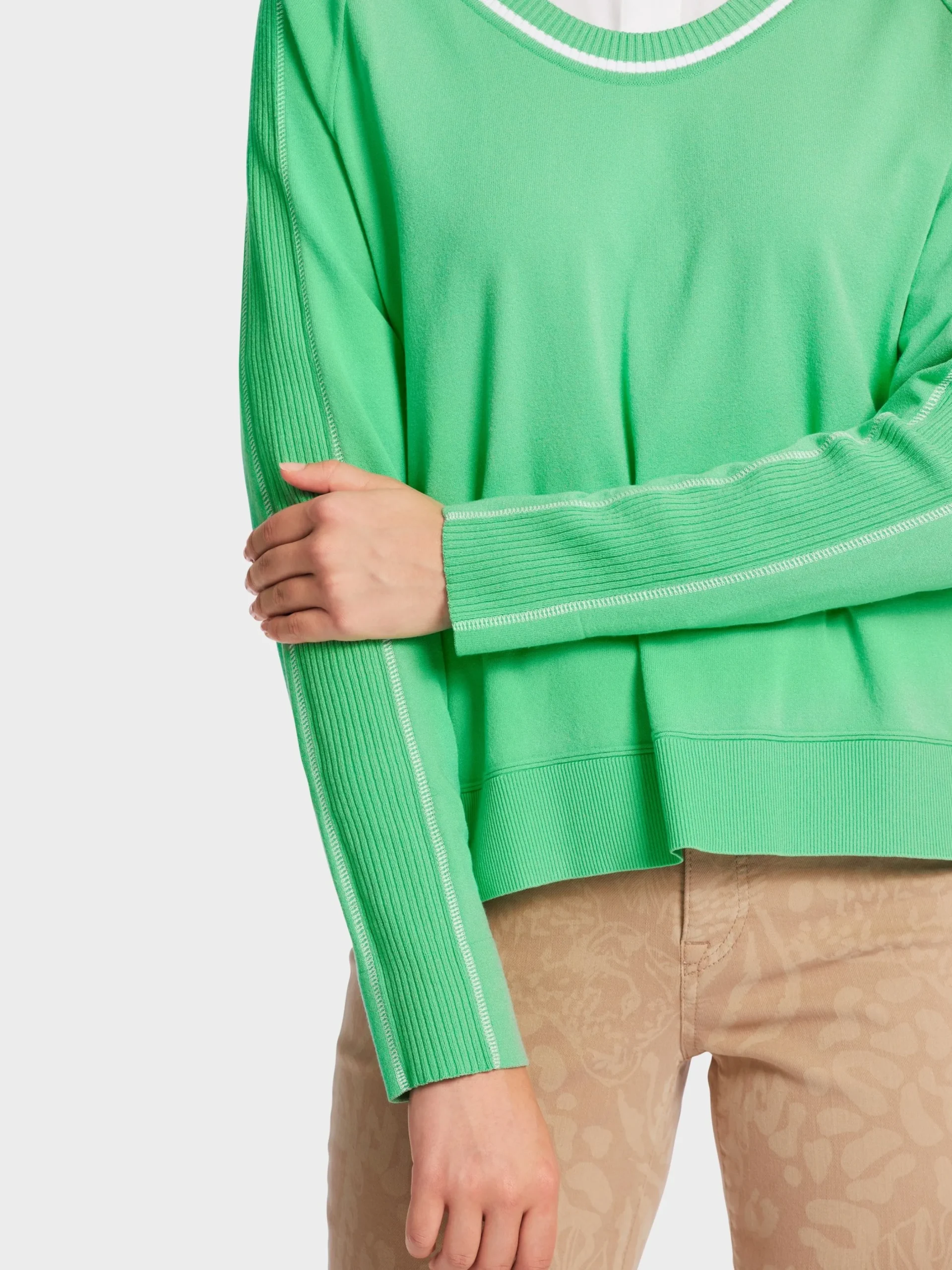 Marc Cain Pullover & Sweatshirts|Strick-FEMININER SWEATER "RETHINK TOGETHER" new neon green