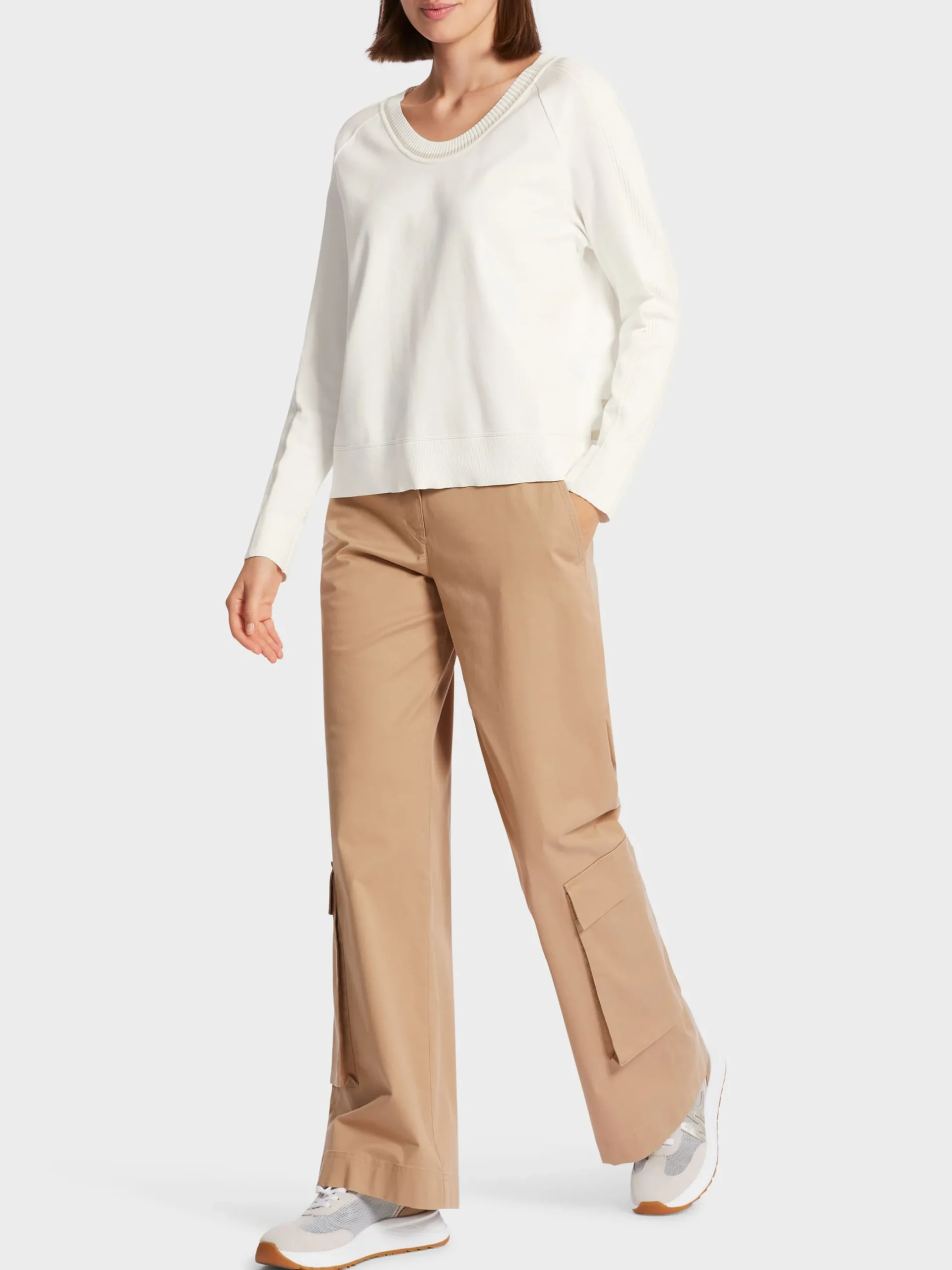 Marc Cain Pullover & Sweatshirts|Strick-FEMININER SWEATER "RETHINK TOGETHER" off-white