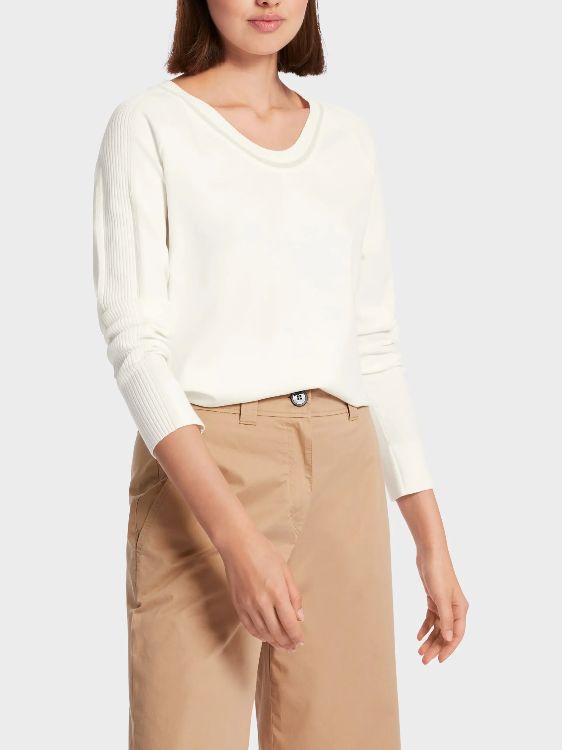 Marc Cain Pullover & Sweatshirts|Strick-FEMININER SWEATER "RETHINK TOGETHER" off-white