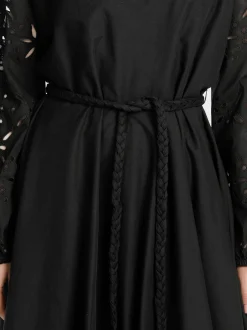 Marc Cain Kleider-FEMININES BAUMWOLLKLEID MIT SPITZE black