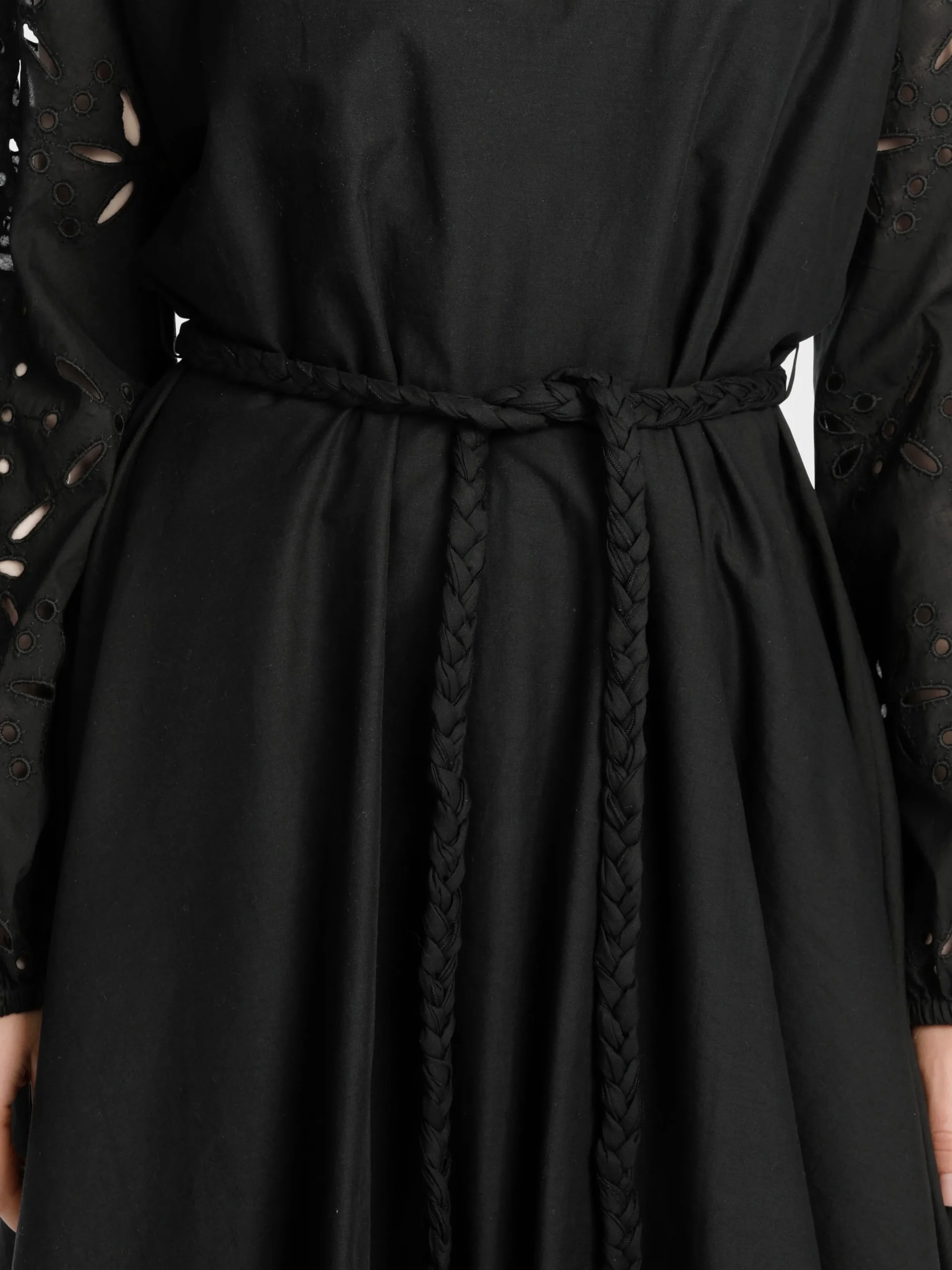 Marc Cain Kleider-FEMININES BAUMWOLLKLEID MIT SPITZE black