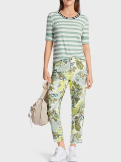 Marc Cain Shirts & Tops-FEMININES T-SHIRT MIT STREIFEN soft sage