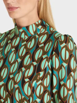 Marc Cain Kleider-FIGURNAHES KLEID IM FARBENFROHEN DESSIN soft malachite