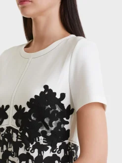 Marc Cain Kleider-FIGURNAHES KLEID MIT APPLIKATION black and white
