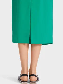 Marc Cain Kleider-FIGURNAHES KLEID MIT RÜSCHEN-DETAIL bright malachite
