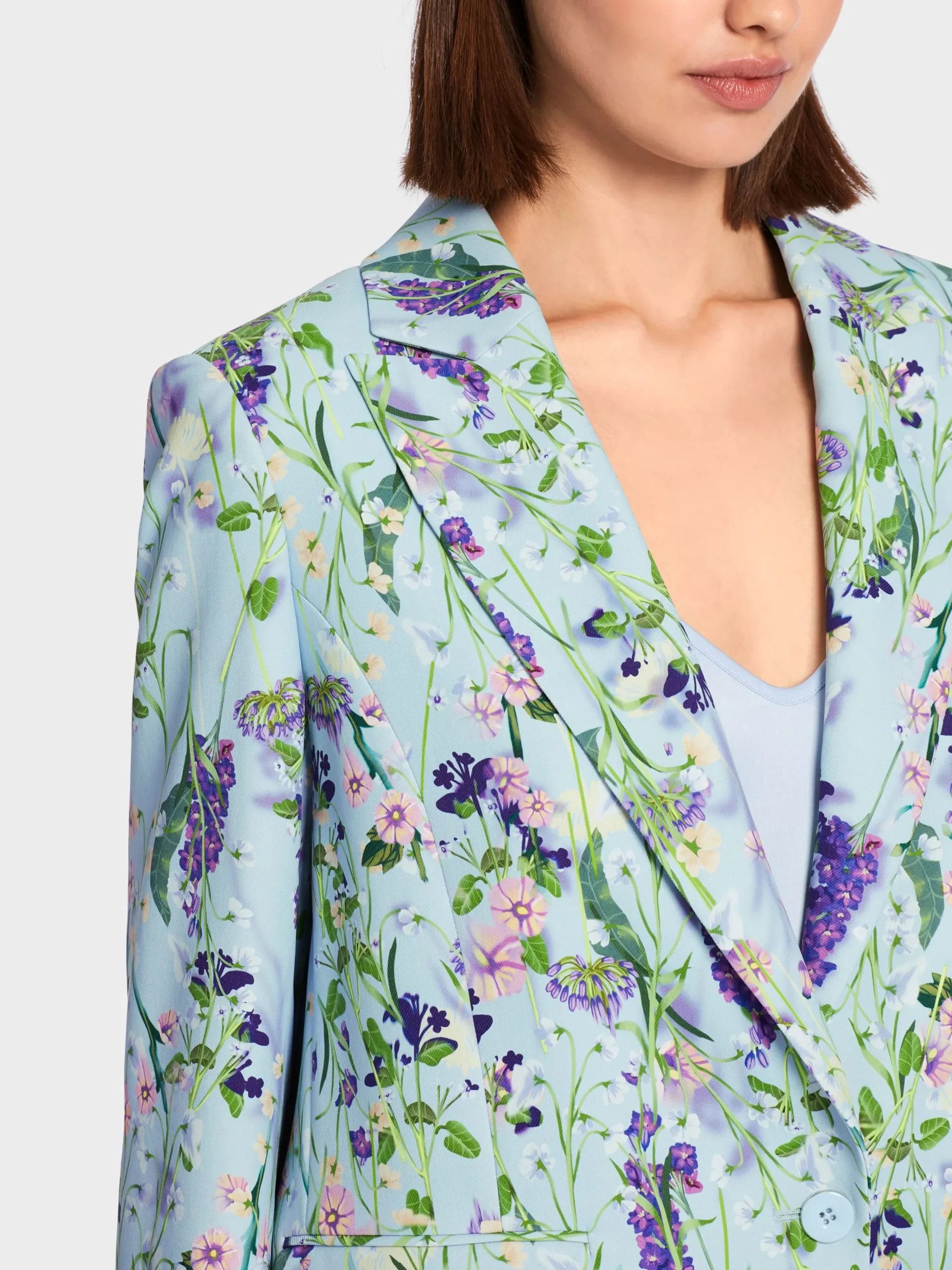 Marc Cain Blazer|Hosenanzüge-FLORAL BEDRUCKTER BLAZER soft summer sky