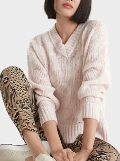 Marc Cain Pullover & Sweatshirts|Strick-GEMUSTERTER SWEATER – KNITTED IN GERMANY soft moon rock