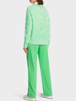 Marc Cain Pullover & Sweatshirts|Strick-GEMUSTERTER SWEATER – KNITTED IN GERMANY new neon green