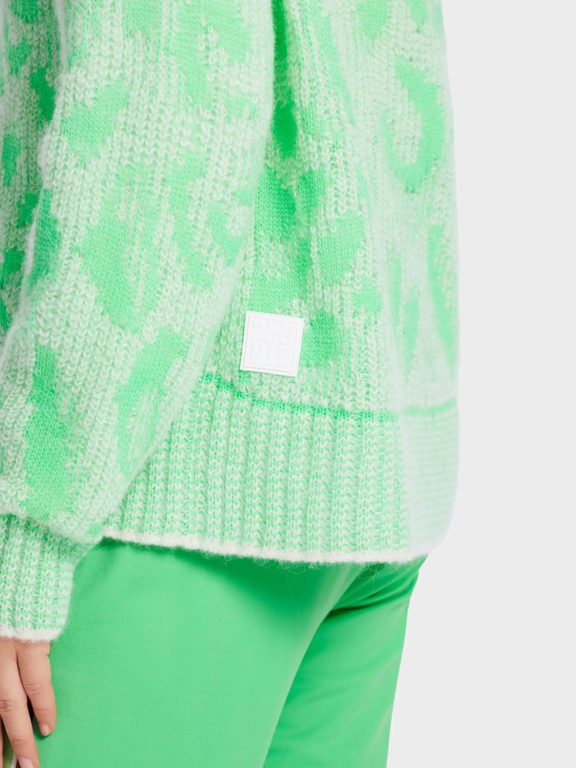 Marc Cain Pullover & Sweatshirts|Strick-GEMUSTERTER SWEATER – KNITTED IN GERMANY new neon green
