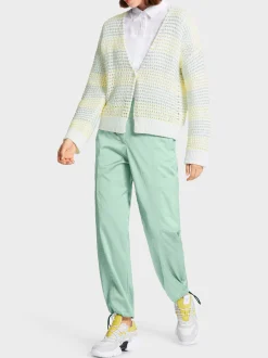 Marc Cain Jacken|Strick-GESTREIFTER CARDIGAN KNITTED IN GERMANY off-white