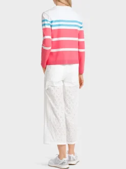 Marc Cain Jacken|Strick-GESTREIFTER "RETHINK TOGETHER" CARDIGAN light neon red