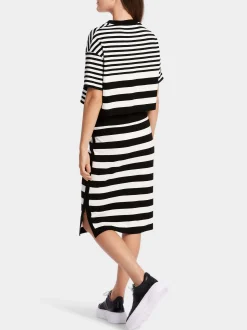 Marc Cain Strick|Röcke-GESTREIFTER ROCK "RETHINK TOGETHER" white and black