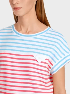 Marc Cain Shirts & Tops-GESTREIFTES T-SHIRT light turquoise