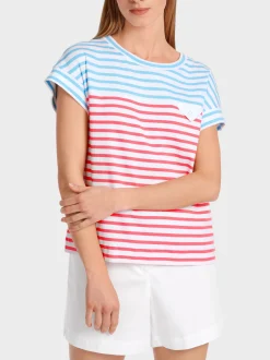Marc Cain Shirts & Tops-GESTREIFTES T-SHIRT light turquoise