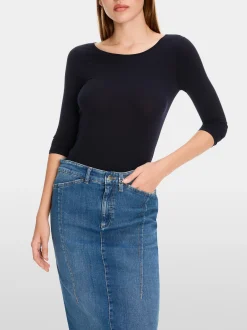 Marc Cain Shirts & Tops-HAUCHZARTES LONGSLEEVE midnight blue