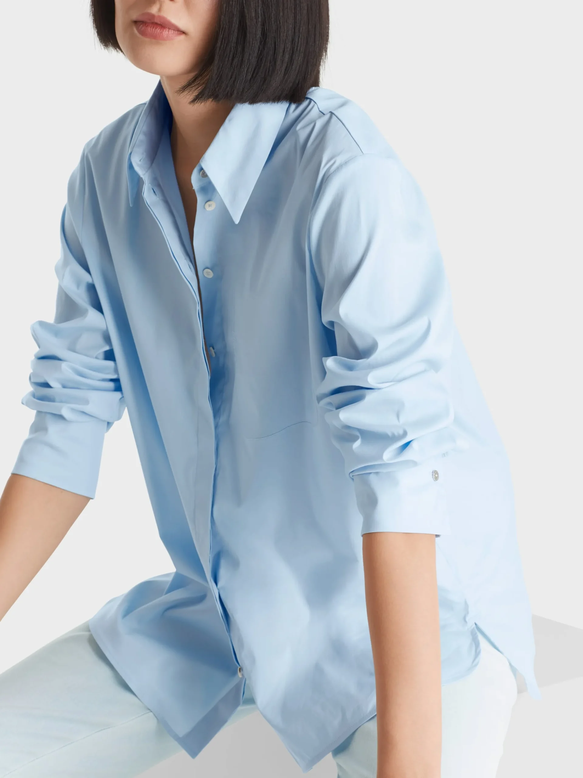 Marc Cain Blusen & Tuniken-HEMDBLUSE MIT VERLÄNGERTEM RÜCKEN soft summer sky