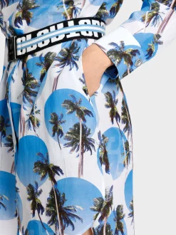 Marc Cain Kleider-HEMDBLUSENKLEID MIT PALMENPRINT bright azure