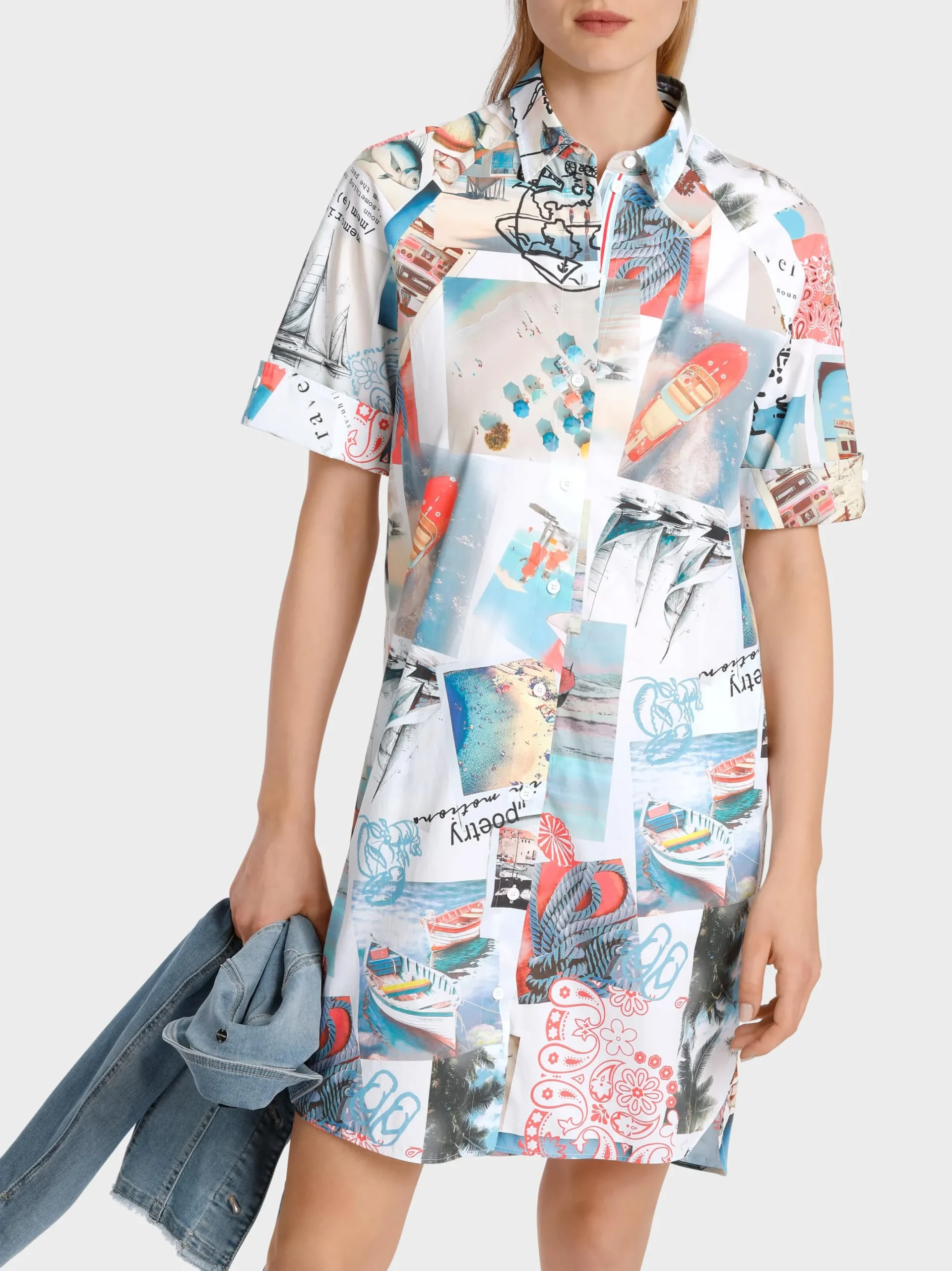 Marc Cain Kleider-HEMDBLUSENKLEID "RETHINK TOGETHER" light neon red