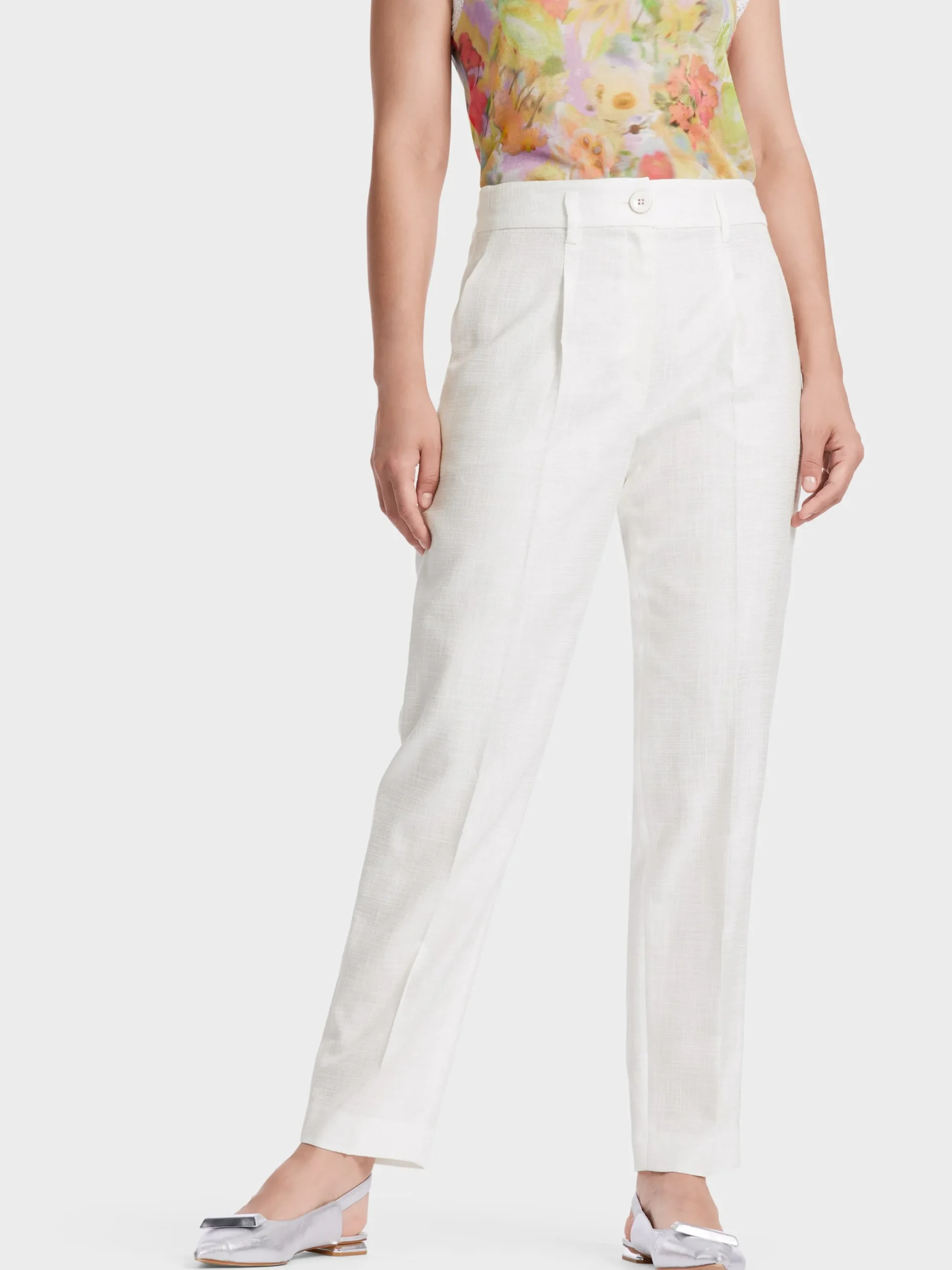 Marc Cain Hosen-HOSE FAQUS IN LEINEN-OPTIK off-white