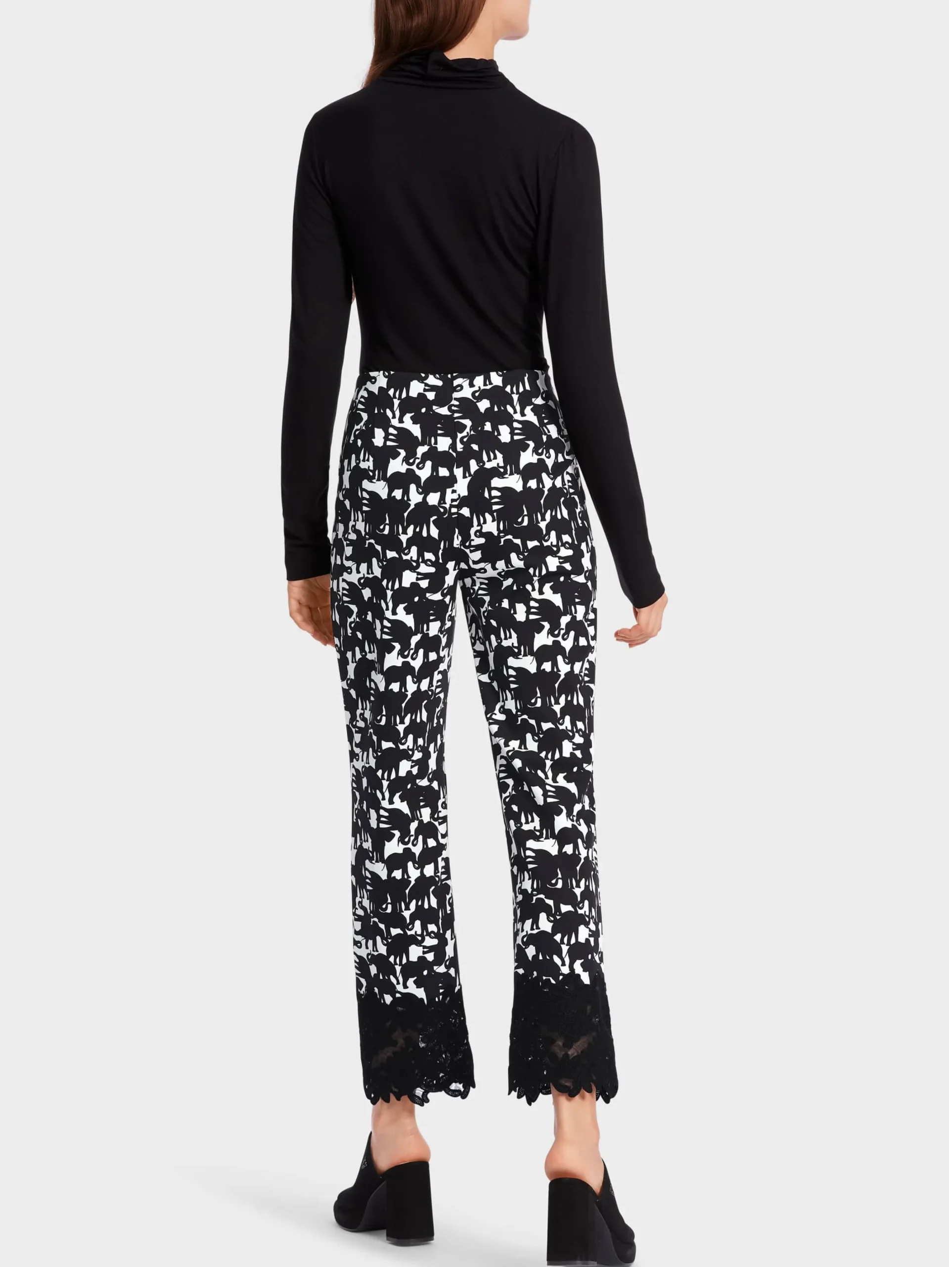 Marc Cain Hosen|Hosenanzüge-HOSE FATSA IM ANIMAL-DESSIN black and white