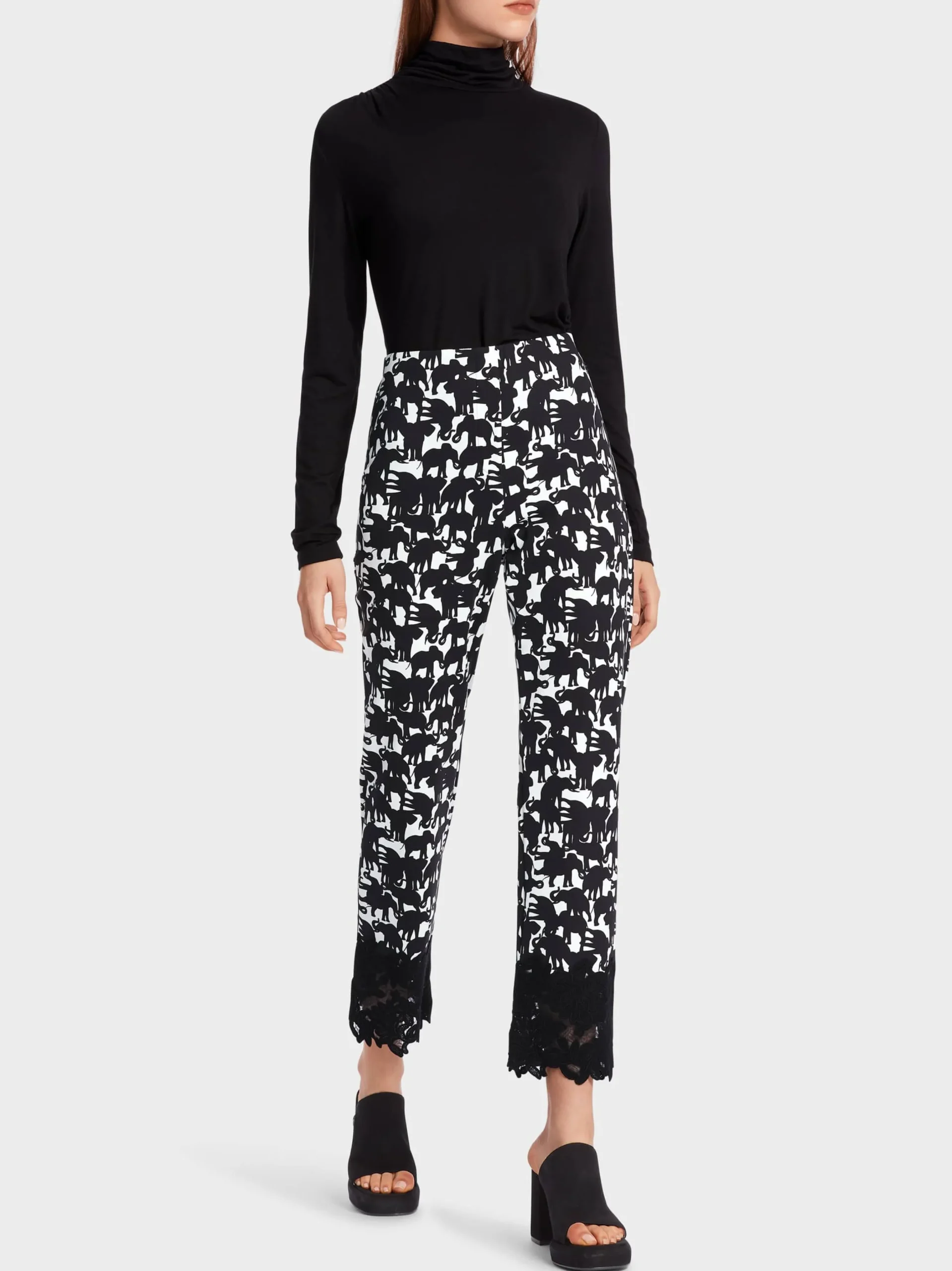 Marc Cain Hosen|Hosenanzüge-HOSE FATSA IM ANIMAL-DESSIN black and white