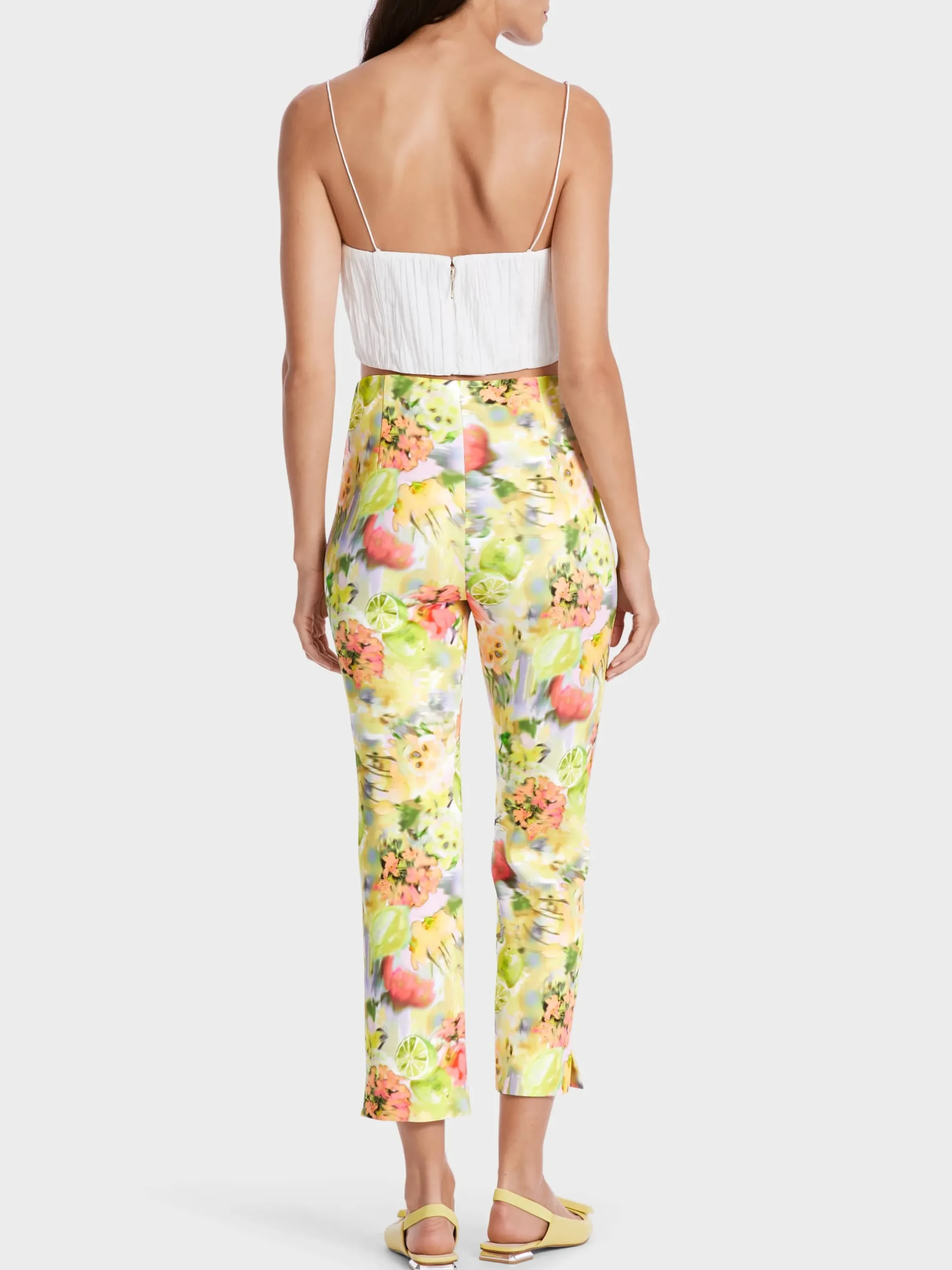 Marc Cain Hosen|Hosenanzüge-HOSE FATSA MIT BLURRY PRINT pale lemon