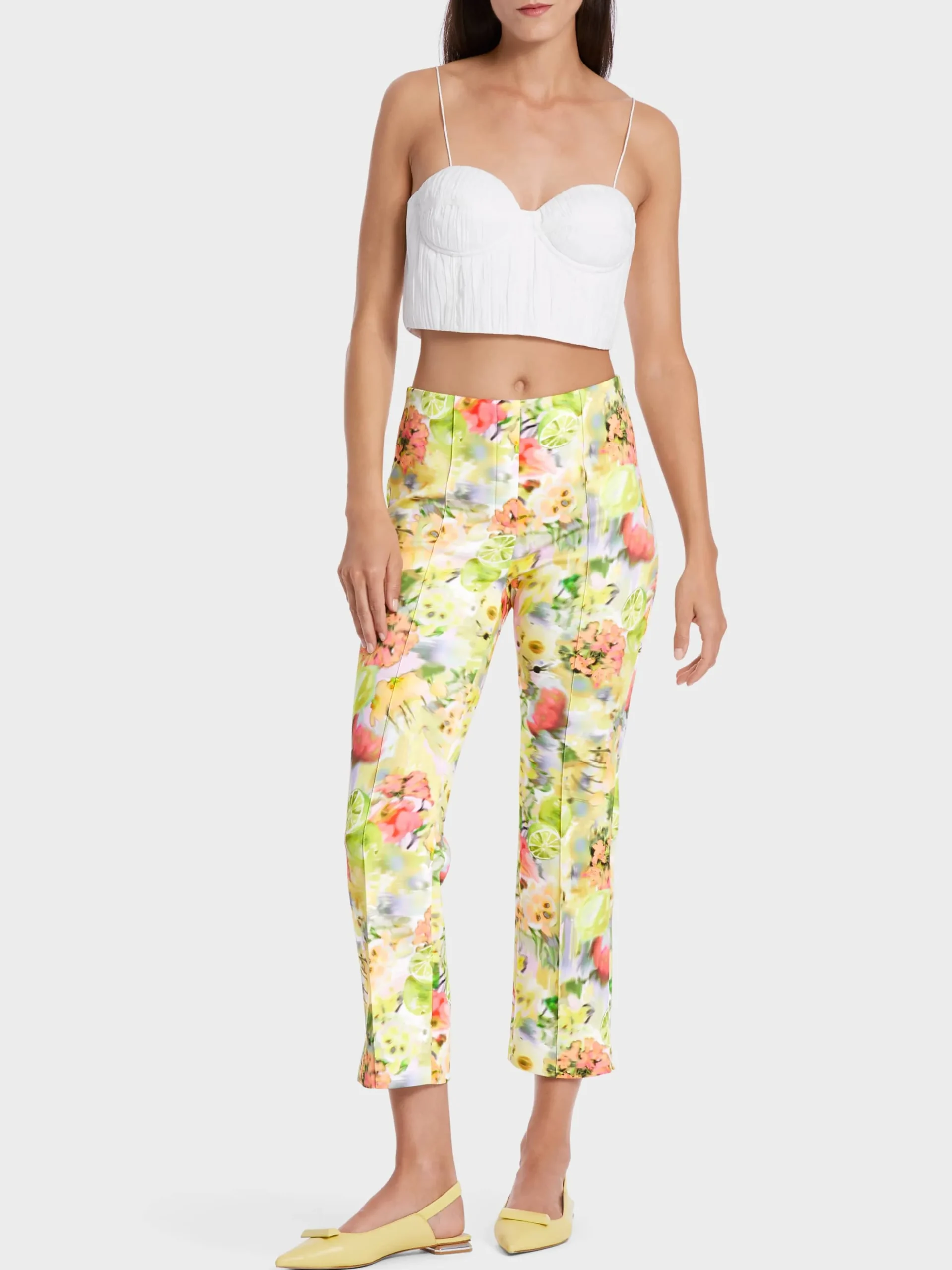 Marc Cain Hosen|Hosenanzüge-HOSE FATSA MIT BLURRY PRINT pale lemon