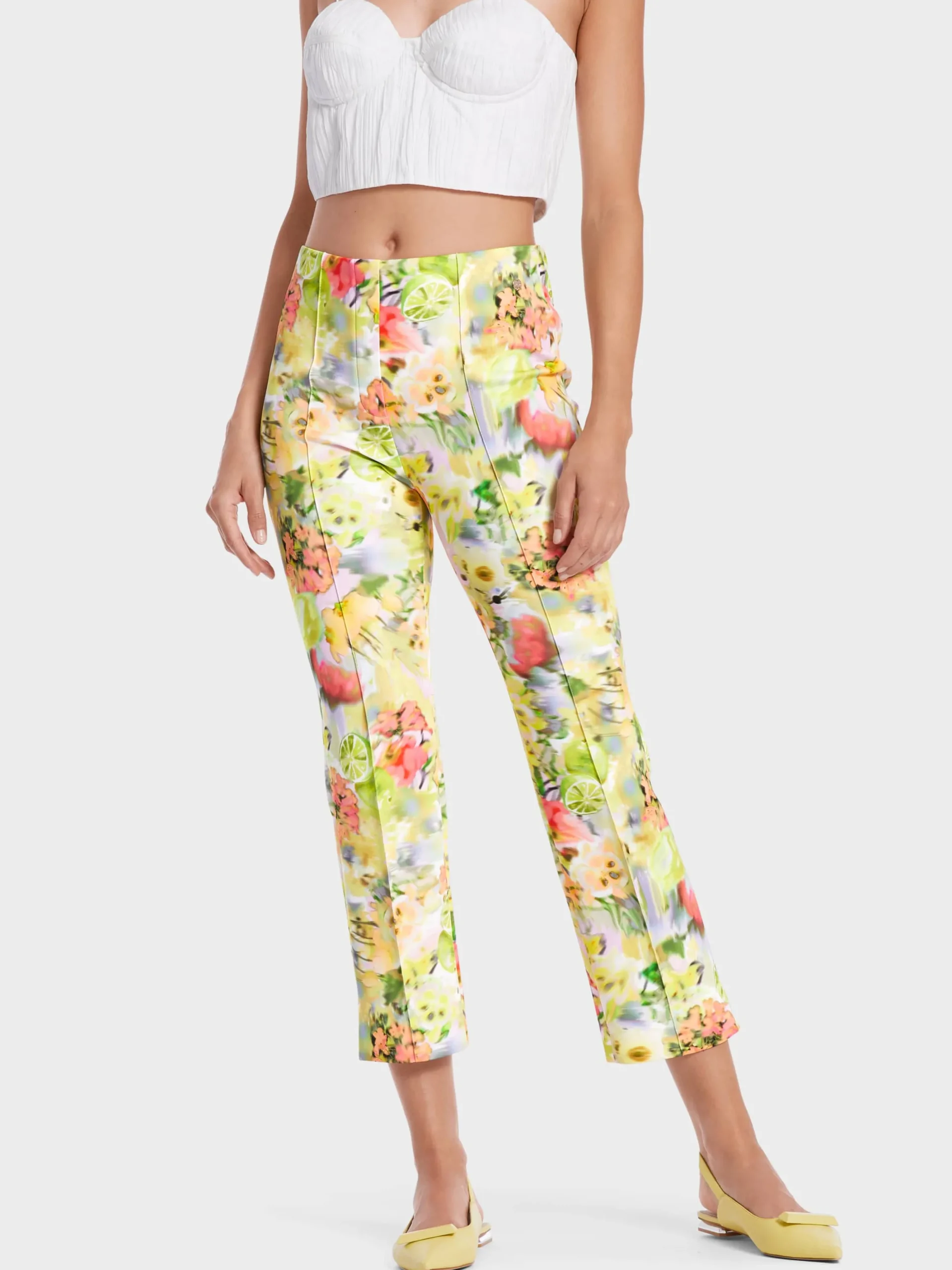 Marc Cain Hosen|Hosenanzüge-HOSE FATSA MIT BLURRY PRINT pale lemon