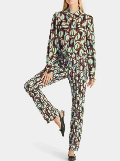Marc Cain Hosen|Hosenanzüge-HOSE FREDERICA MIT ALLOVERPRINT soft malachite