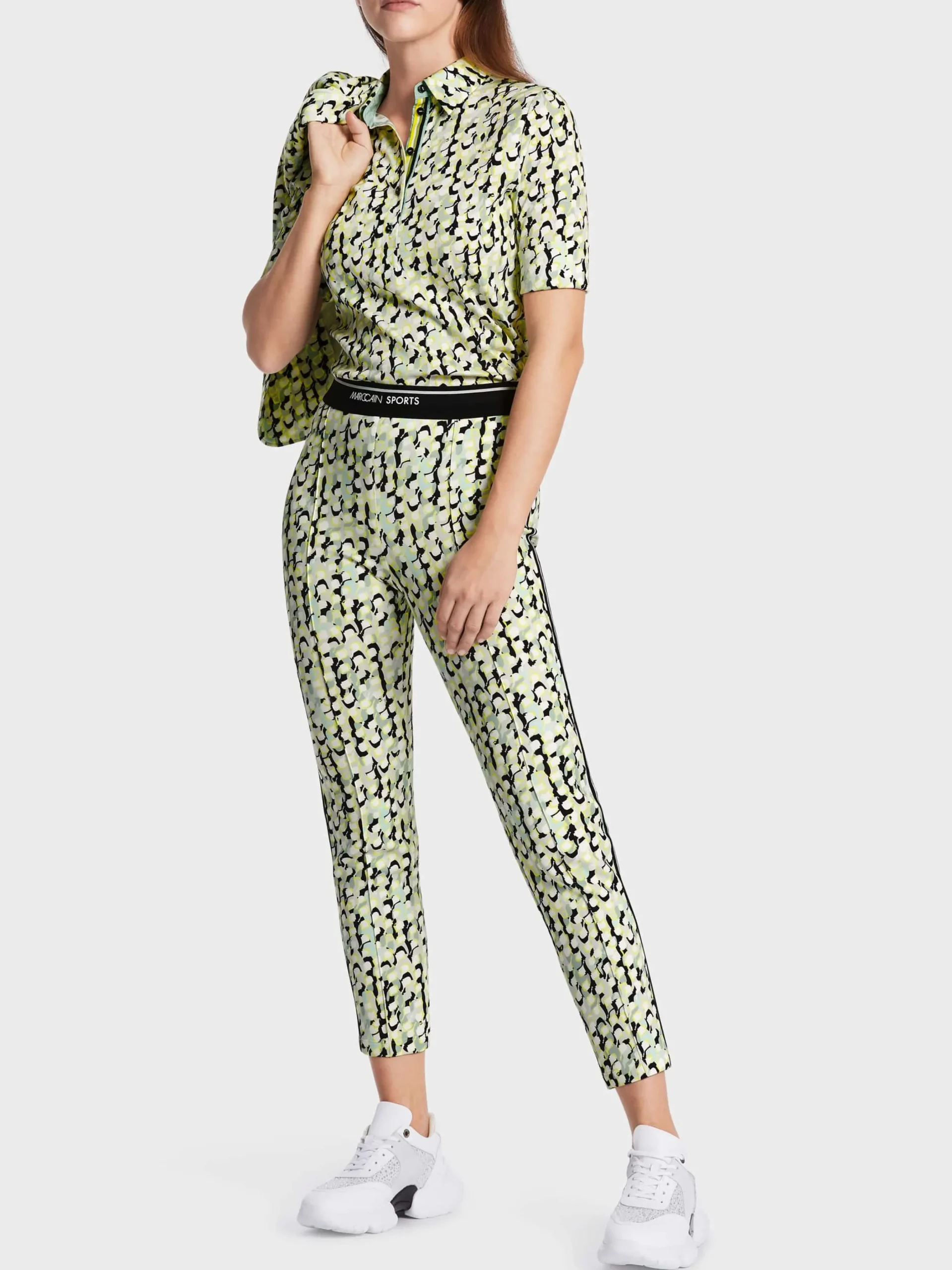 Marc Cain Hosen|Hosenanzüge-HOSE SOFIA – MIT ALLOVERPRINT UND GALON soft sage