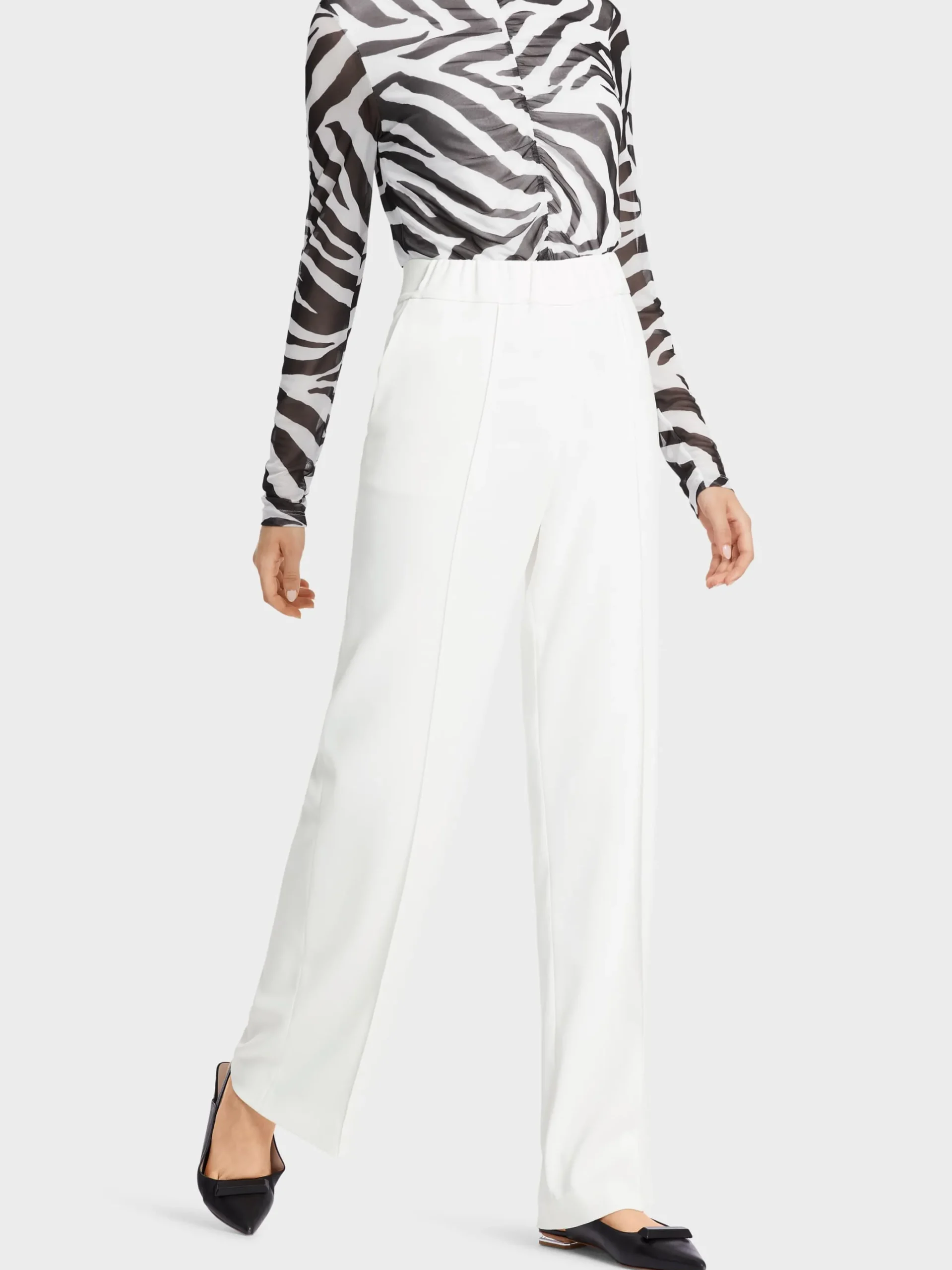 Marc Cain Hosenanzüge|Hosen-HOSE WASHINGTON MIT WEITEM BEIN off-white