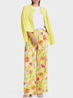 Marc Cain Hosen|Hosenanzüge-HOSE WEDI IM BLUMEN-DESSIN pale lemon